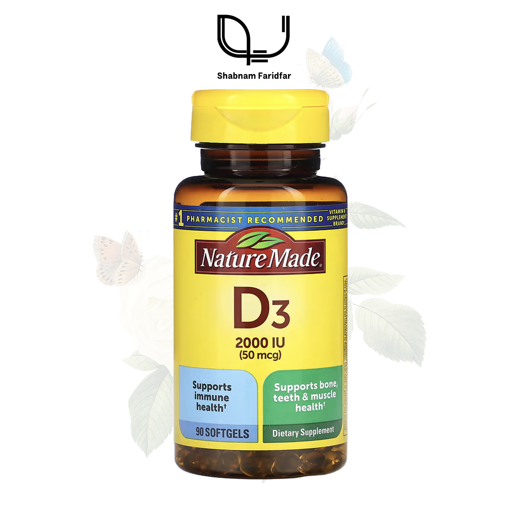 Nature Made D3 2000IU 50 mcg 1 مکمل ویتامین دی 2000 واحد نیچر مید آمریکا
