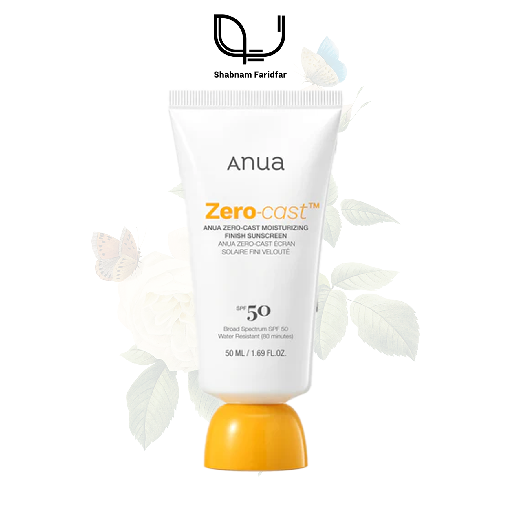 Zero-cast Moisturizing Finish Sunscreen ضد آفتاب آبرسان آنوا SPF50+ | جلوه طبیعی و بدون رد سفیدی