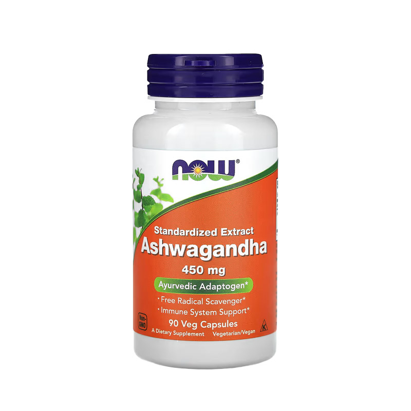 NOW-Foods,-Ashwagandha,-Standardized-Extract,-450-mg,-90-Veg-Capsules مکمل آشواگاندا ناو فودز | کاهش استرس، بهبود خواب و افزایش انرژی