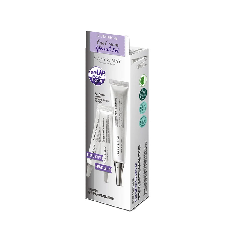Mary&May-Glutathione-Eye-Cream-Special-Set ست کرم دور چشم گلوتاتیون و ترانگزامیک اسید مری اند می | روشنکننده و ضد تیرگی